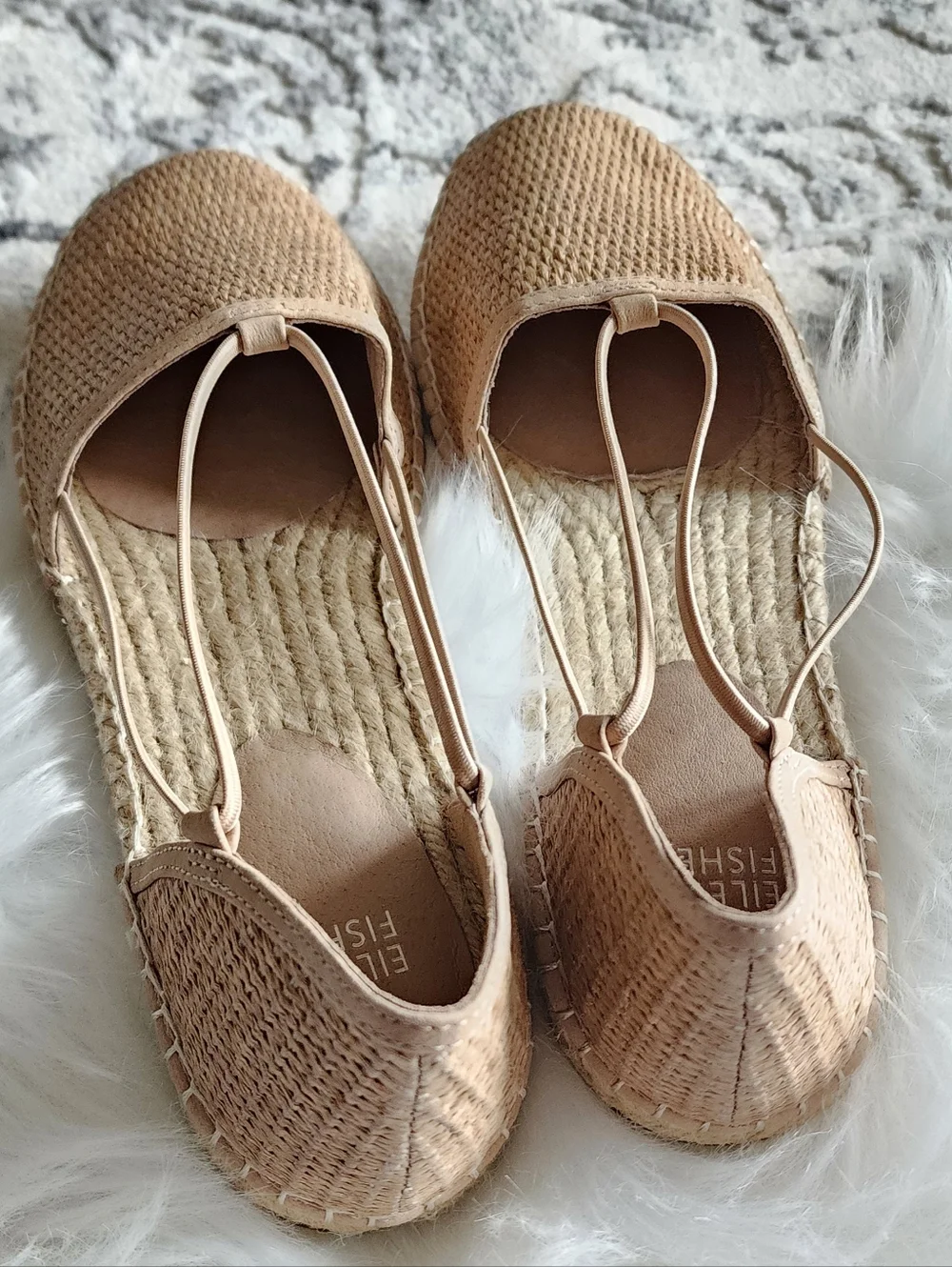 Eileen Fisher Espadrille Flat Natural Tan Straw Slip On NWOT 8 - Picture 3 of 12